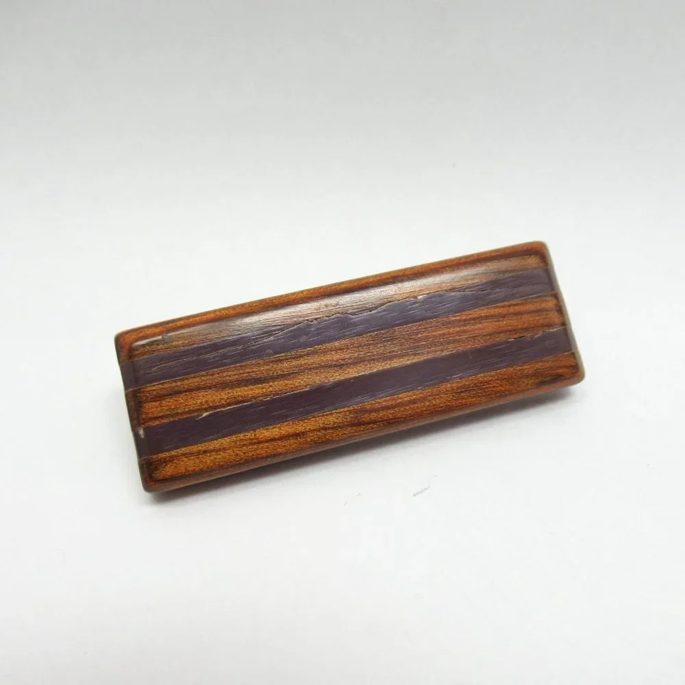 Wood Inlay Brooch